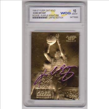 Rookie Graded Gem Mint 10 - Kobe Bryant 1996-97 Fleer w/ Purple Signature 23 Kt Gold Card