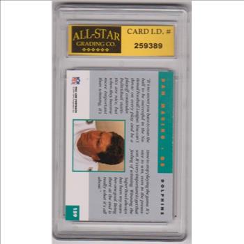 Graded 10 - Dan Marino 1991 Pro Line #159 Card