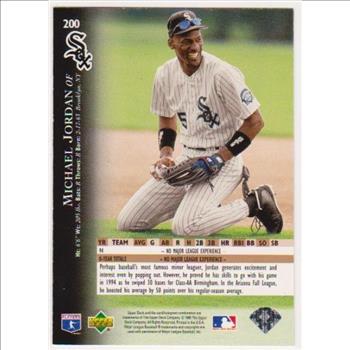 Michael Jordan 1995 Upper Deck Baseball #200 Card w/ Harry Caray