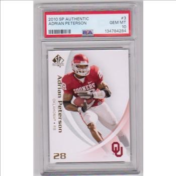 Graded PSA Gem Mint 10 - Adrian Peterson 2010 SP Authentic #3 Card