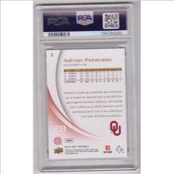 Graded PSA Gem Mint 10 - Adrian Peterson 2010 SP Authentic #3 Card