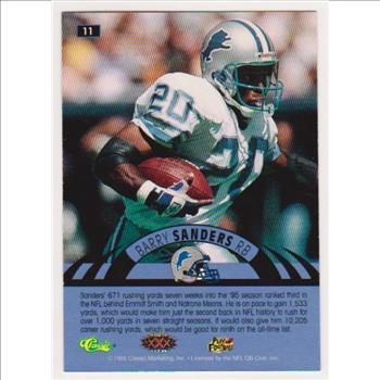 Only 499 Exist - Barry Sanders 1996 Classic NFL Experience Printers Proof #11 Insert Card