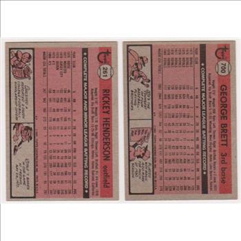 1981 Topps Rickey Henderson #261 + George Brett #700 Card Pair