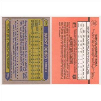 Rookies - Barry Bonds 1987 Topps #320 + Sammy Sosa 1990 Donruss #489 Rookie Pair