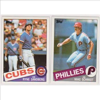  1985 Topps Ryne Sandberg #460 + Mike Schmidt #500 Card Pair