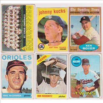 6 Different 1950's/1960's Topps Baseball Cards w/ Ken Boyer + More