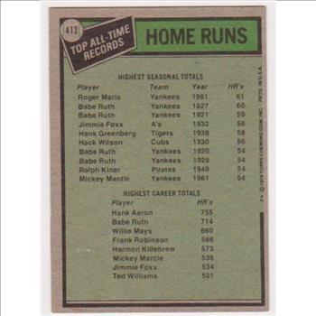 1979 Topps Roger Maris/Hank Aaron #413 Card