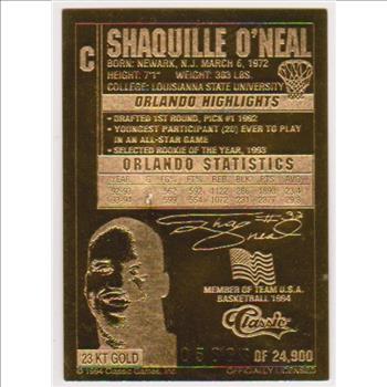  23 kt Gold - Shaquille O'Neal 1994 Classic Gold Card (1/24,900)