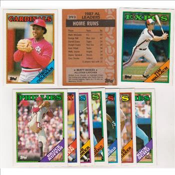 ERROR LOT - 10 Assorted 1988 Topps Baseball Wrong Back Errors w/ Vince Coleman Front + More