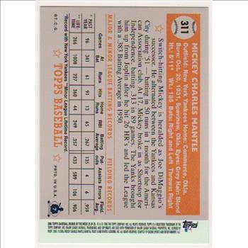 Mickey Mantle 1952 Topps #311 Rookie Commemorative Card - 2006 Topps #25 Rookie Of The Week Card