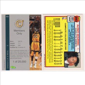 Rookies - Shaquille O'Neal 1992 Classic 4-Sport C3 #PR1 Promo + Alonzo Mourning 1992-93 Topps #393 Cards