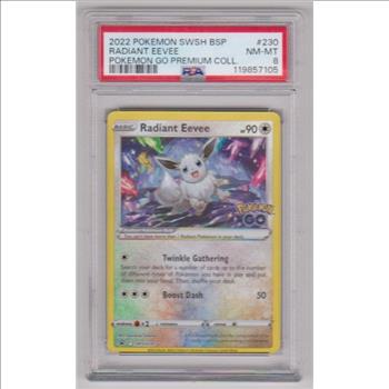 Graded PSA NM-MT 8 - Radiant Eevee 2022 Pokemon Sword & Shield Black Star Promo #SWSH230 Card