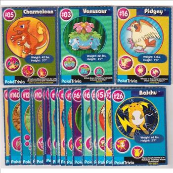 20 Different 1999 Pokemon Master Trainer Cards From Burger King Set w/ Charmeleon + More