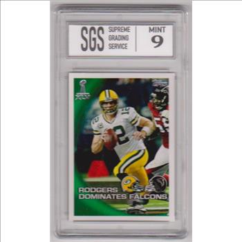 Graded Mint 9 - Aaron Rodgers 2011 Topps Super Bowl  XLV #SBXLV-22 Card