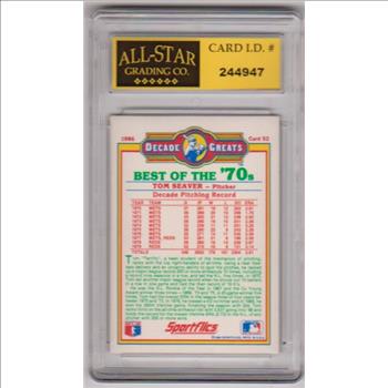Graded 8 - Tom Seaver 1986 Sportflics Decade Greats #52 Card