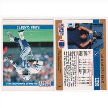 Barry Sanders 1990 Pro Set White Border Double Front Error + Blank Front Error Card Pair