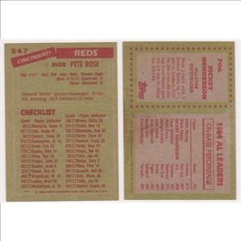 1985 Topps Pete Rose #547 + Rickey Henderson #706 Card Pair