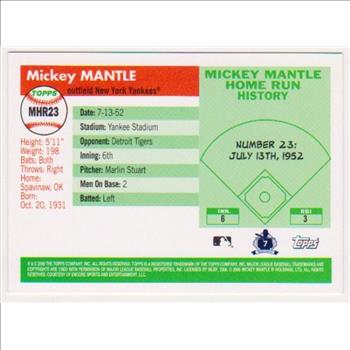 Mickey Mantle '55 Topps Style HR #23 2006 Topps #MHR236 Insert Card