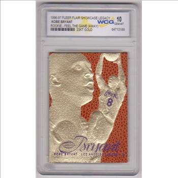 Rookie Graded Gem Mint 10 - Kobe Bryant 1996-97 Flair Showcase Legacy 23 Kt Gold Card