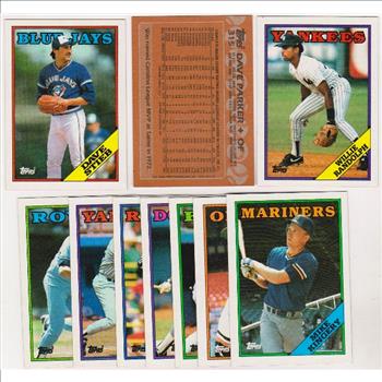 ERROR LOT - 10 Assorted 1988 Topps Baseball Wrong Back Errors w/ Dave Parker Back+ More