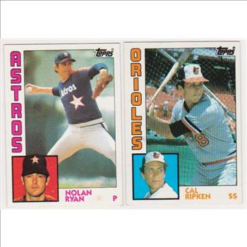 1984 Topps Nolan Ryan #470 + Cal Ripken #490 Card Pair