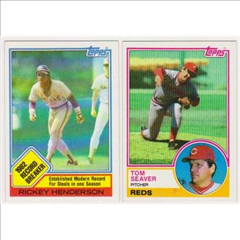 1983 Topps Rickey Henderson #2 + Tom Seaver #580 Card Pair