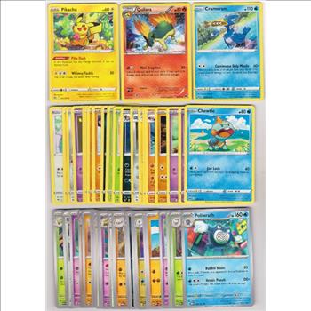 50 Different Pokemon Trading Cards w/ Pikachu + More