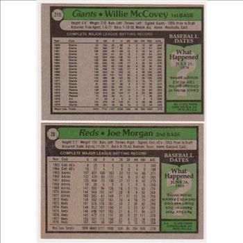 1979 Topps Willie McCovey #215 + Joe Morgan #20 Card Pair