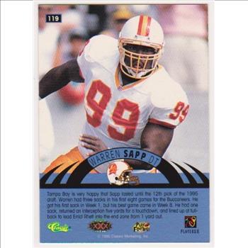 Only 499 Exist - Warren Sapp 1996 Classic NFL Experience Printers Proof #119 Insert Rookie Card