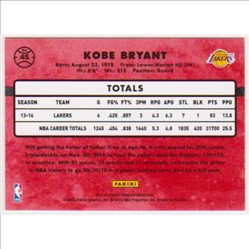 Kobe Bryant 2014-15 Donruss #45 Card