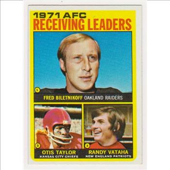 1972 Topps Fred Biletnikoff/Otis Taylor/Randy Vataha Receiving Leaders #5 Card