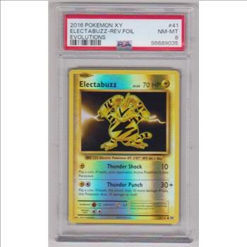 Graded PSA NM-MT 8 - Electabuzz 2016 Pokemon XY Evolutions Reverse Holo #41 Card