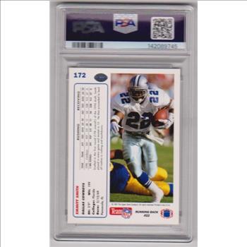 Graded PSA Mint 9 - Emmitt Smith 1991 Upper Deck #172 Card
