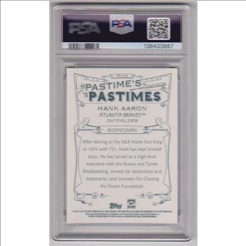 Graded PSA Mint 9 - Hank Aaron 2014 Topps Allen & Ginter Pastime's Pastimes #PP-HA Insert Card