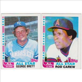 1982 Topps George Brett #549 + Rod Carew #547 Card Pair 
