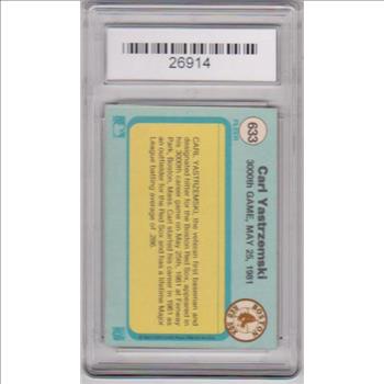 Graded NM-MT 8 - Carl Yastrzemski 1982 Fleer #633 Card