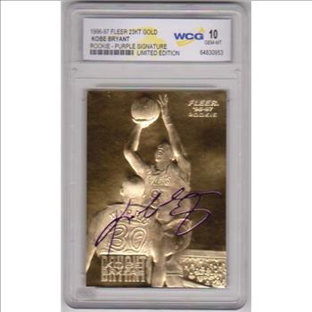 Rookie Graded Gem Mint 10 - Kobe Bryant 1996-97 Fleer w/ Purple Signature 23 Kt Gold Card