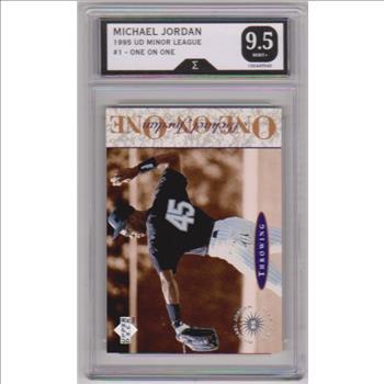 Graded Sigma Mint+ 9.5 - Michael Jordan 1995 Upper Deck Minor League One On One #1 Insert Card