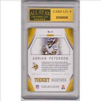 Graded 9 - Adrian Peterson 2016 Panini Rookies & Stars #8 Card