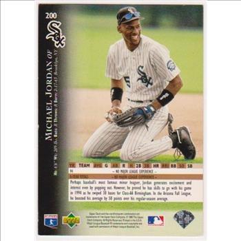 Michael Jordan 1995 Upper Deck Baseball #200 Card w/ Harry Caray