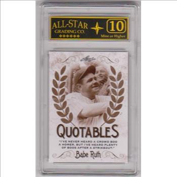Graded 10 - Babe Ruth 2016 Leaf Quotables #Q-08 Insert Card