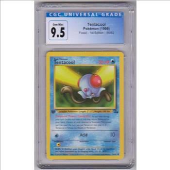 Graded CGC Gem Mint 9.5 - Tentacool 1999 Pokemon Fossil #56/62 Card
