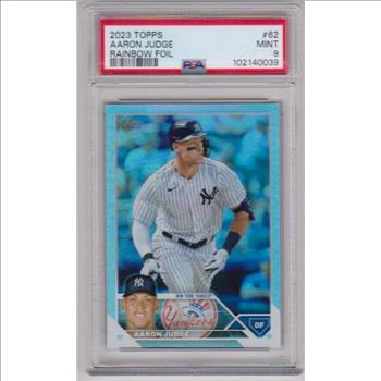 Graded PSA Mint 9 - Aaron Judge 2023 Topps Rainbow Foil #62 Parallel Card