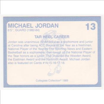 Michael Jordan 1989 North Carolina #13 College Card