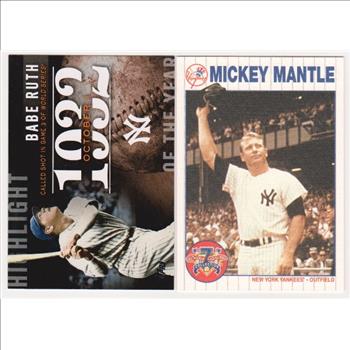 Babe Ruth + Mickey Mantle Baseball Card Pair