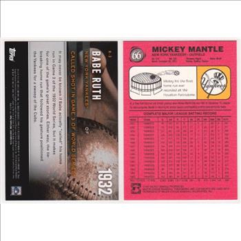 Babe Ruth + Mickey Mantle Baseball Card Pair