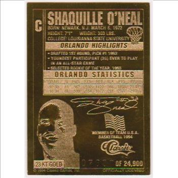 23 kt Gold - Shaquille O'Neal 1994 Classic Gold Card (1/24,900)