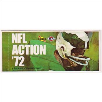 Sealed 1972 NFL Action '72 Sunoco Pack With 9 Player Stamps Inside