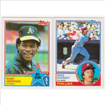 1983 Topps Rickey Henderson #391 + Mike Schmidt #300 Card Pair