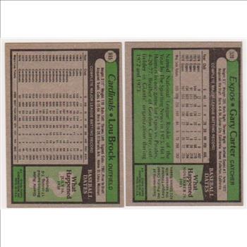  1979 Topps Lou Brock #665 + Gary Carter #520 Card Pair - HOF'ers